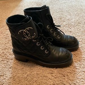 Chanel black combat boots. 100% authentic.